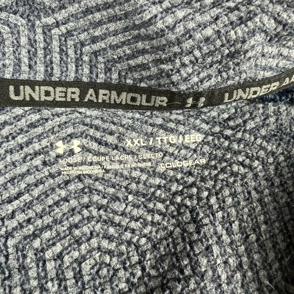 UNDER ARMOUR Size 2XL ColdGear Blue PULLOVER 1/4 Zip Fleece Lined Digi Camo - Picture 7 of 11